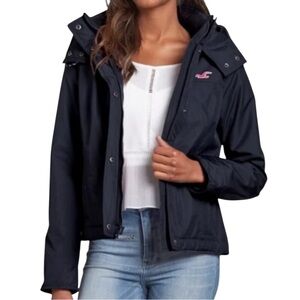 HOLLISTER California All-Weather Jacket Navy size Medium full zip women’s preppy